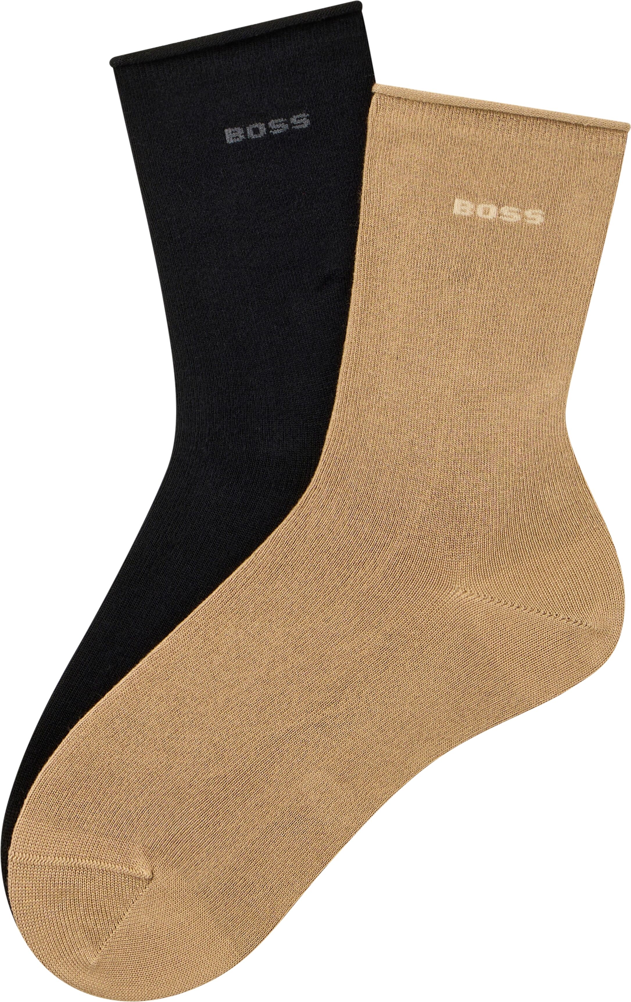 Socken BOSS, Damen, Gr. 39-42, bunt (schwarz 002), Viskose, elastisch, Socken Socken, mittelhoch, verstärkte Zehen- und Fersenpartie