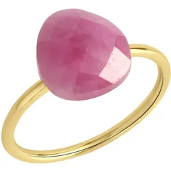 Jamelli Ring Silber 925 vergoldet mit echtem pinken Safir 10x9mm