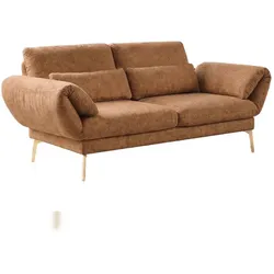 KAWOLA Funktionssofa HOLLY 2-Sitzer Stoff cognac