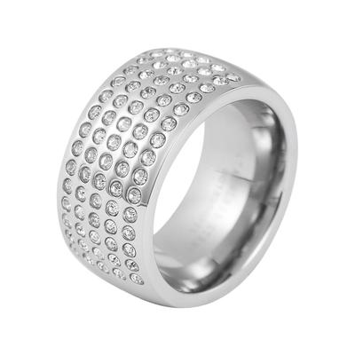 Fingerring AKZENT "aus Edelstahl mit Strasssteinen" Gr. 56, silber (silberfarbig), Fingerringe, Damen, 56, Edelstahl, Fingerring
