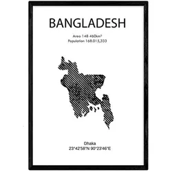 POSTER Länder & Kontinente Bangladesch A3 Schwarzer Rahmen
