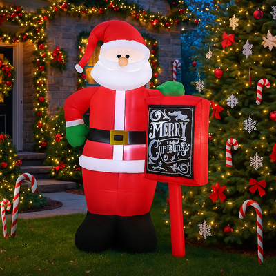 Trendy Discount Goods Inflatable Toy Christmas Decorations, Santa Claus Holding Sign Toy, Ornaments With LED Lights, Home Yard Holiday Decor qm01105 86wj