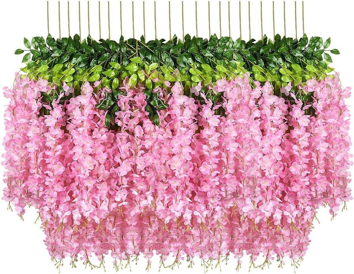 Set van 24 Nepwijnstokken - Kunstmatige Wisteria Bloemen voor Decoratie