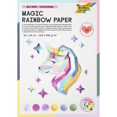 Folia Magic Rainbow 12 Blatt irisierendes Bastelpapier 24 x 34 cm, 120 & 250 g/m²