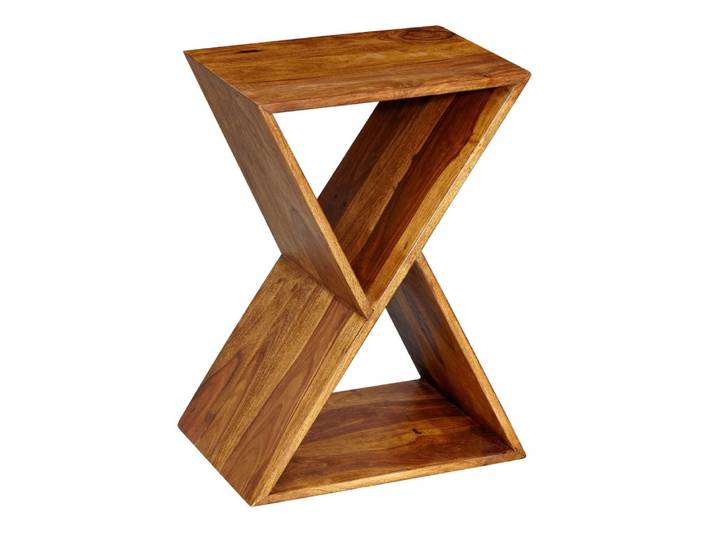 Table d'appoint en bois massif de sheesham, marron