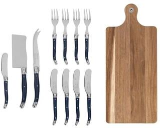 French Home Laguiole 12-Piece Navy Charcuterie Set with Wood Board