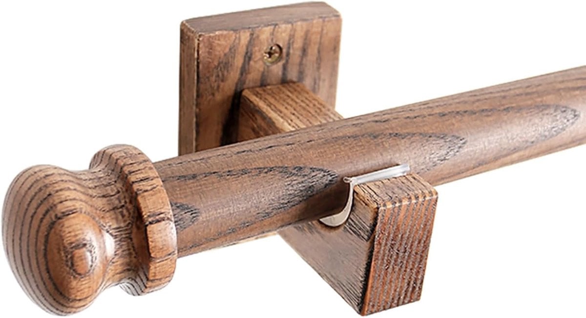 Houten Gordijnroede Massief Walnoot - 280 cm - Walnootkleur