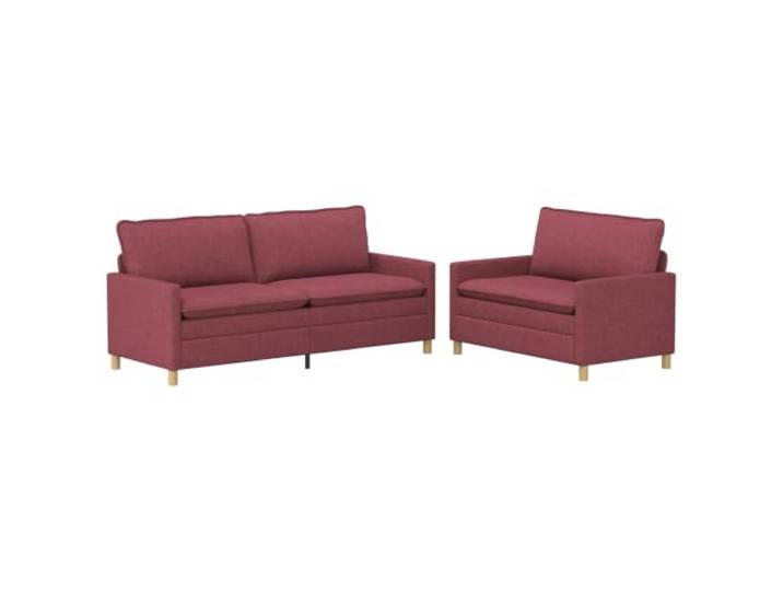 Rechteckiges Sofa aus weinrotem Stoff, 2 Stück, mit gepolsterter Gepolsterte Rückenlehne, Schaumstoff-Faser, flache Armlehnen, Bezüge mit Reißverschluss, feste Metallbasis