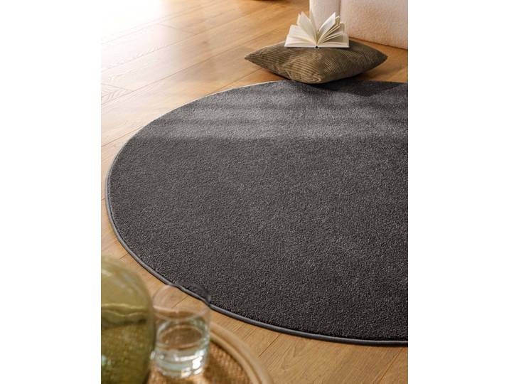 Teppich ESPRIT Vegas - ESPRIT Kollektion , anthrazit gr, H:15mm Ø:120cm, Polypropylen, Teppiche, Teppich, Kurzflor, uni, gewebt, pflegeleicht, formstabil, für Fussbodenheizung