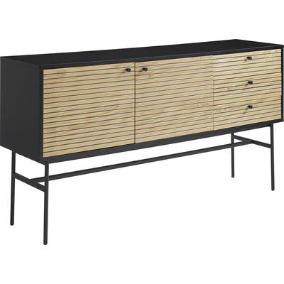 Sideboard SALESFEVER "Torsby Chic Kommode für moderne Wohnwelten", beige (natur), B:160cm H:85cm T:40cm, Furnier, MDF, Metall, Sideboards, Sideboard, Scandi Design Kommode - skandinavische Eleganz pur