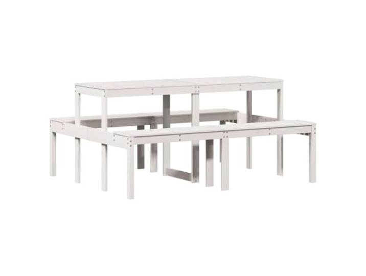 Picknicktisch 160x134x75 cm Massivholz Kiefer Massives Kiefernholz, Latten-Design, robuste Tischplatte, trockene Sitzflächen, max. 110 kg pro Sitzplatz, Garten Terrasse