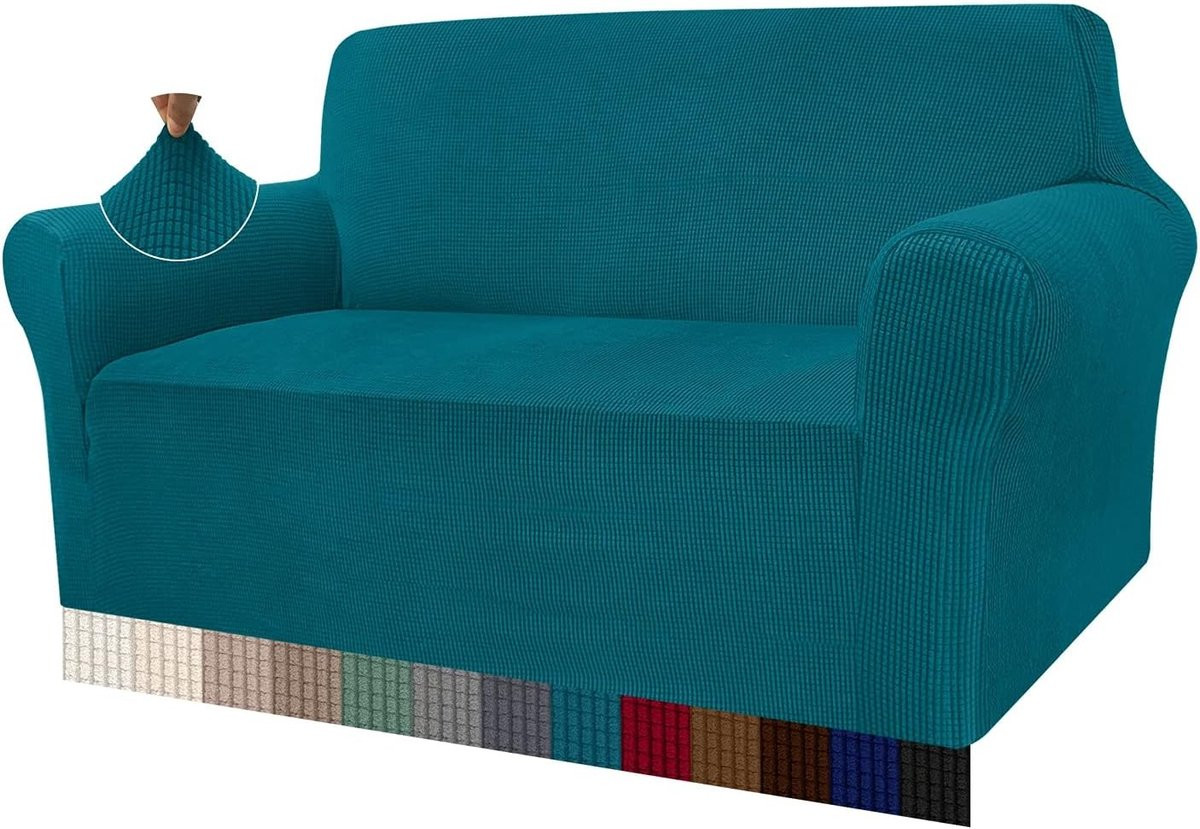ShopVlot Bankhoes voor 2-zits sofa - Jacquard elastisch - Petrol groen