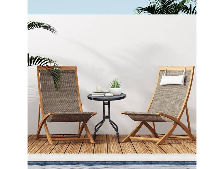 Outsunny Table Bistro Jardin Ø60cm Métal Noir Verre