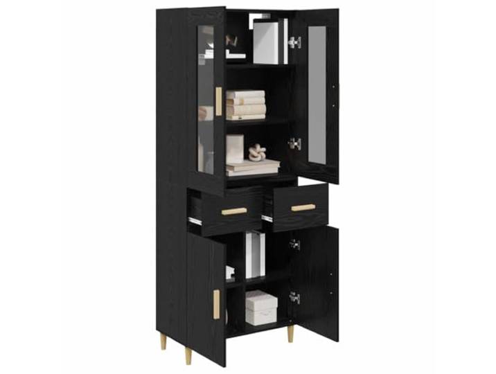 vidaXL Highboard Schwarz Eichen-Optik 69,5 x 34 x 180 cm Holzwerkstoff
