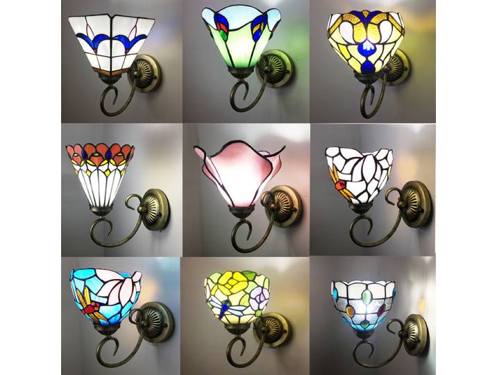 Appliques murales vintage en verre teinté Tiffany, lampe murale LED pour chambre, bureau, couloir, salon, décoration, lumière LED pour miroir