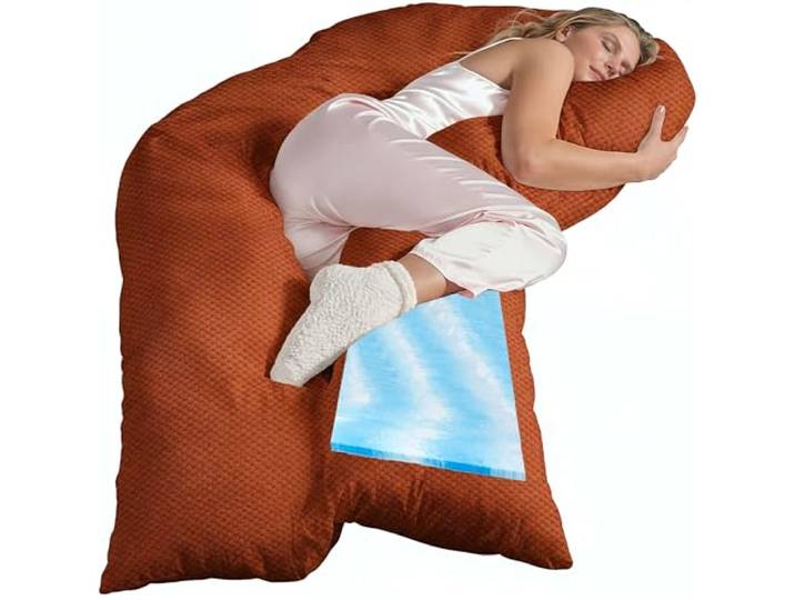 Traumreiter Seitenschläferkissen Visco XXL langes Wendekissen Memory Foam [orthopädisch] + Watte Seite Schwangerschaftskissen zum Schlafen, Stillkissen Kissen, Komfortkissen mit Bezug Terrakotta