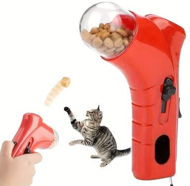 Market Central Interactive Cat Treat Launcher With Food Storage Container red