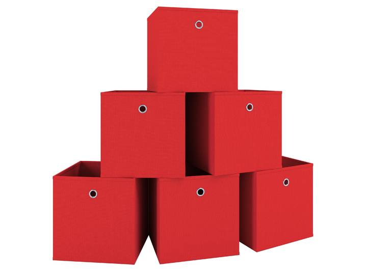 Faltbox VCM 6er Set Faltbox Klappbox Aufbewahrungsbox Boxas , rot, B:27cm T:27cm, Aufbewahrungsboxen, Faltbox