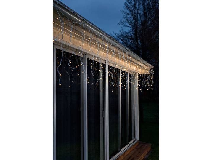 KONSTSMIDE LED-Lichtervorhang, Energieeffizienz: G, weiß, Dioden 336 Stk. Flammen 336 Stk., Gesamtlänge 20,79m, Lichterketten, LED Eisregen Lichtervorhang, 336 bernsteinfarbene Dioden, LED-Lichtervorhang