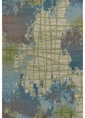 Domani Dreams Distressed Green/Blue Abstract Rug