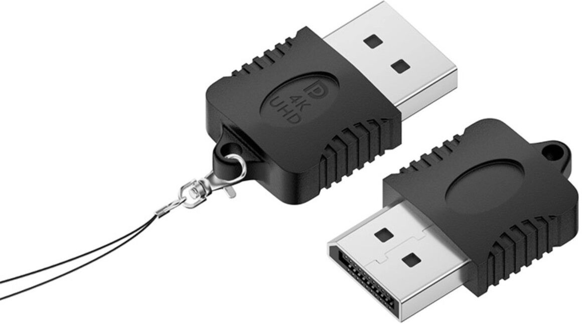 INF DP Virtual Display Plug mit Licht (2er-Pack) - PVC Dummy-Stecker, HDR-Unterstützung, Standard 1080P 60Hz, bis zu 4K,