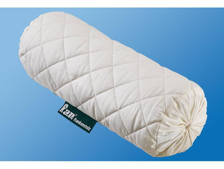 Nackenrolle FAN Heidi , weiß, B:40cm L:15cm, Baumwolle, Wolle, Zirbenholzspäne, Funktionskissen, Nackenrolle, Zirbe kann beruhigend und entspannend wirken