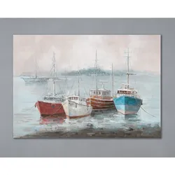 La Casa »Boote auf dem Wasser« Ölbild handbemalt 100x70 cm auf Leinwand