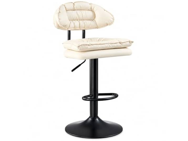JSWHYBD 360° Drehbarer Barhocker, Höhenverstellbar mit Rückenlehne Gepolsterter Sitz, Fußstütze & Stabiler Sockel für Küche, Insel, Hausbar und Essbereich(Ivory,Single)