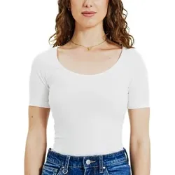 Bread and Boxers T-Shirt Scoop Neck Weiß Ökologische Baumwolle Large Damen