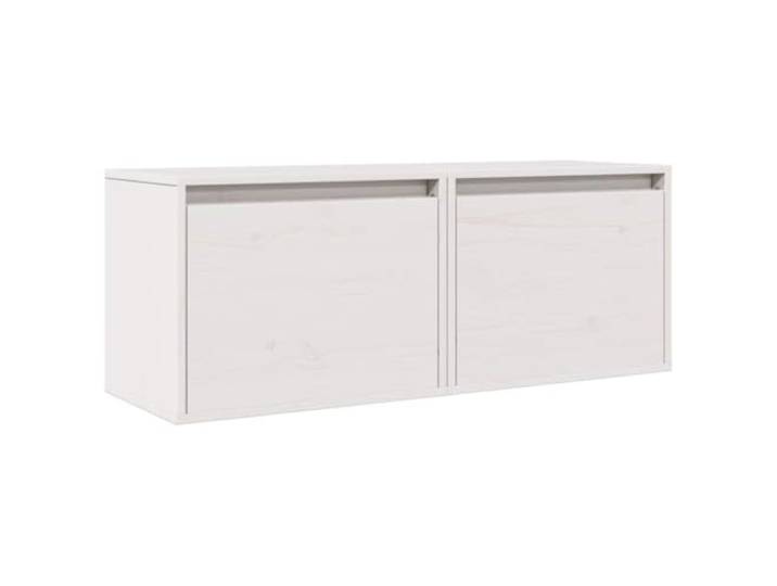 HAQWRDQSG Wandschrank 2er Set Weiß 45x30x35cm Kiefer Massivholz Platzsparende Schwebeschränke aus echtem Kiefernholz für Wohnzimmer und Flur. Flexibel als TV-Board nutzbar.