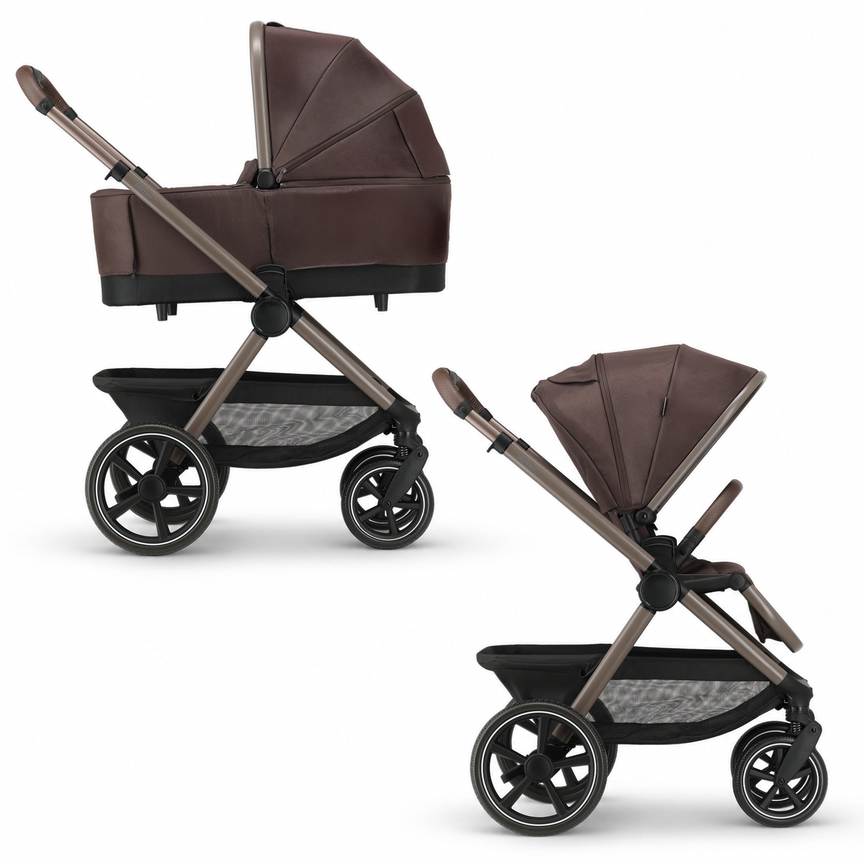 Deryan Naya Kinderwagen 2-in-1 - Zusammenklappbar - Mit Regenschutz - Schokolade