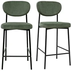 Barhocker aus kordiertem Samt in Khakigrün H65 cm (2er-Set) BREKA