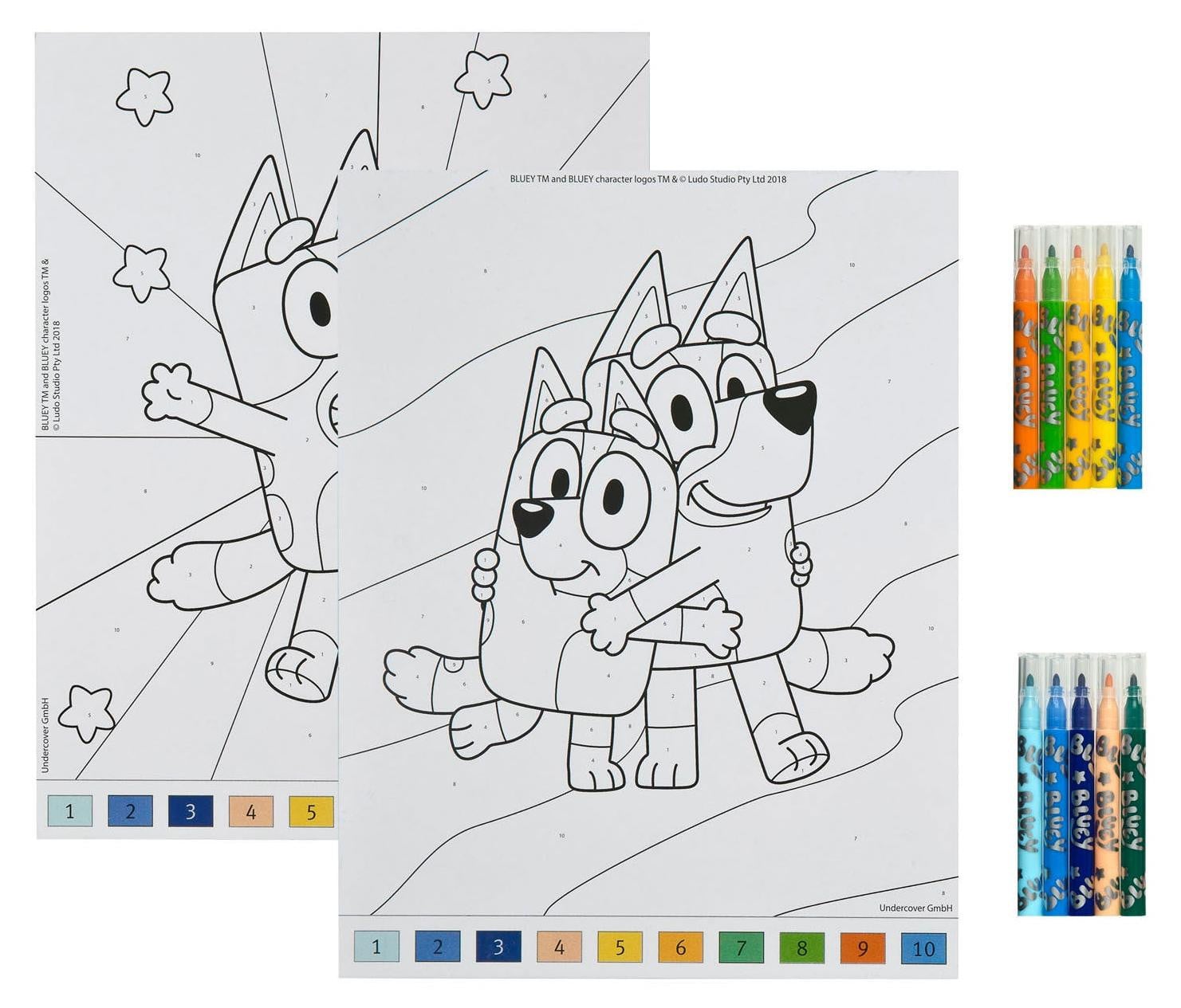 Kleuren op nummer set: Bluey van Undercover