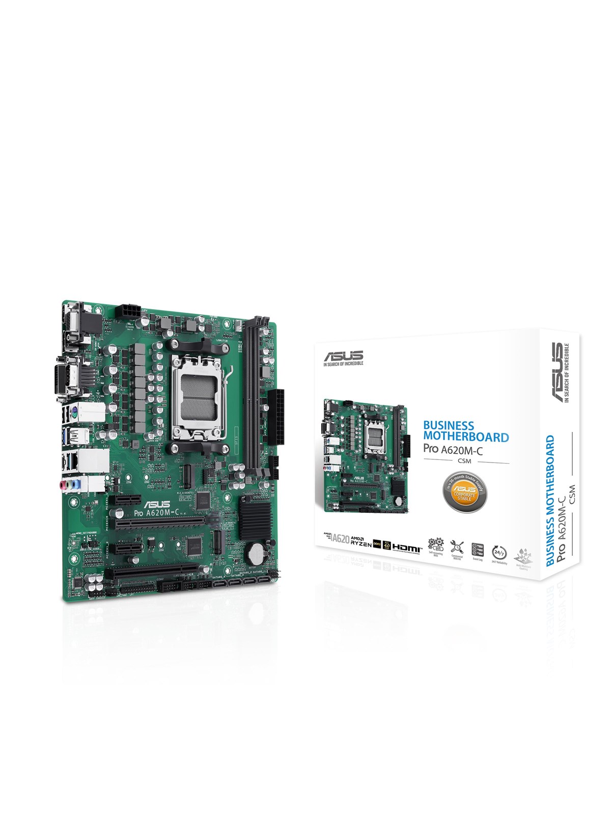 ASUS Pro A620M-C-CSM Mainboard - AMD B650 - AMD AM5 - DDR5 RAM - Micro-ATX