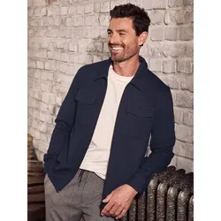 engbers Herren Overshirt mit Reißverschluss Blau regular uni Kent-Kragen - S