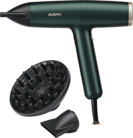 Secador - BaByliss Air Power Pro D6555DE, 1700 W, 4 Temperaturas, 3 Velocidades, Motor Digital, 200 km/h, Ligero y Compacto, Verde