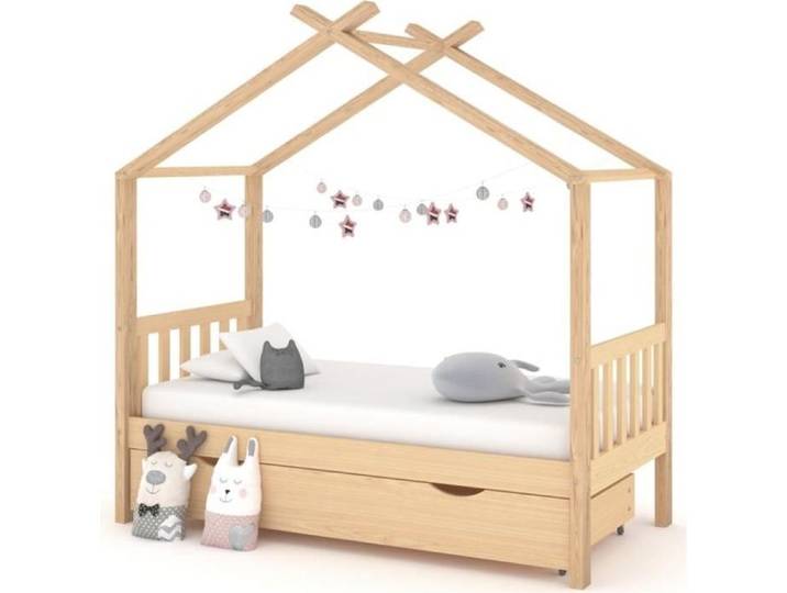 Lit cabane enfant en pin massif avec tiroir - 8908HOME