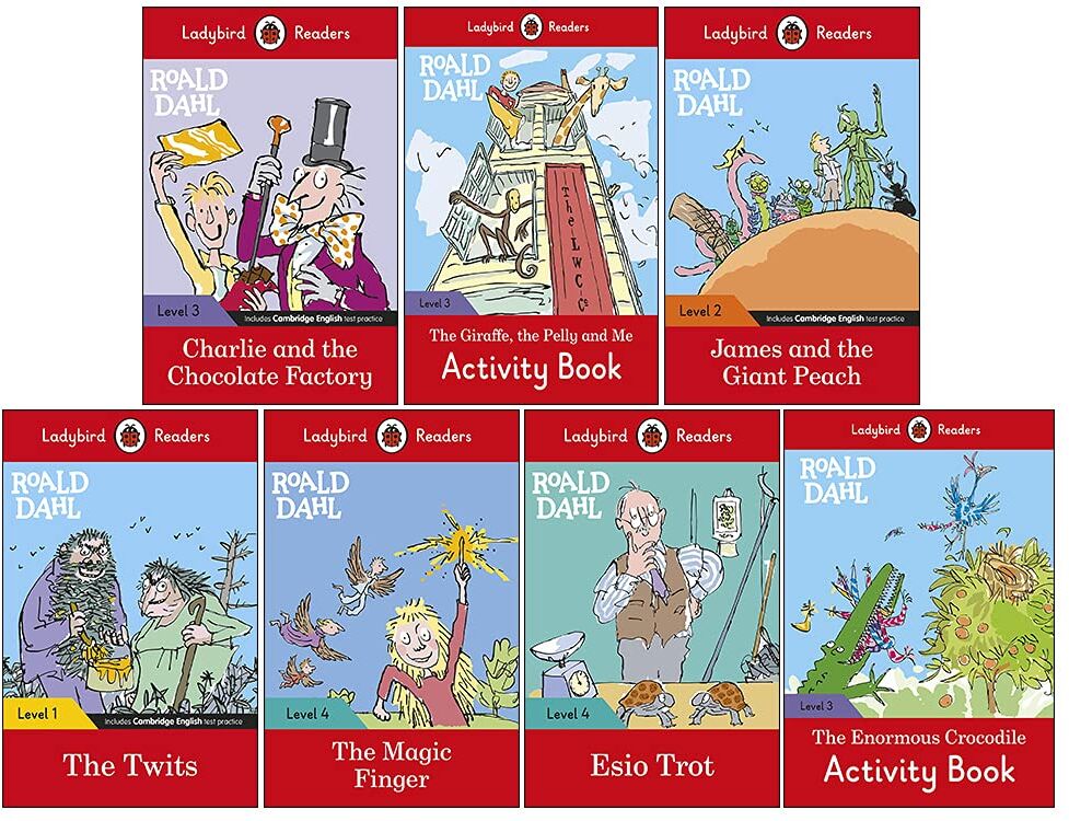 Ladybird Readers Roald Dahl 7 Books Collection Set - Levels 1-4 - Paperback - Ages 5-7 - Graded English Readers Gift Set