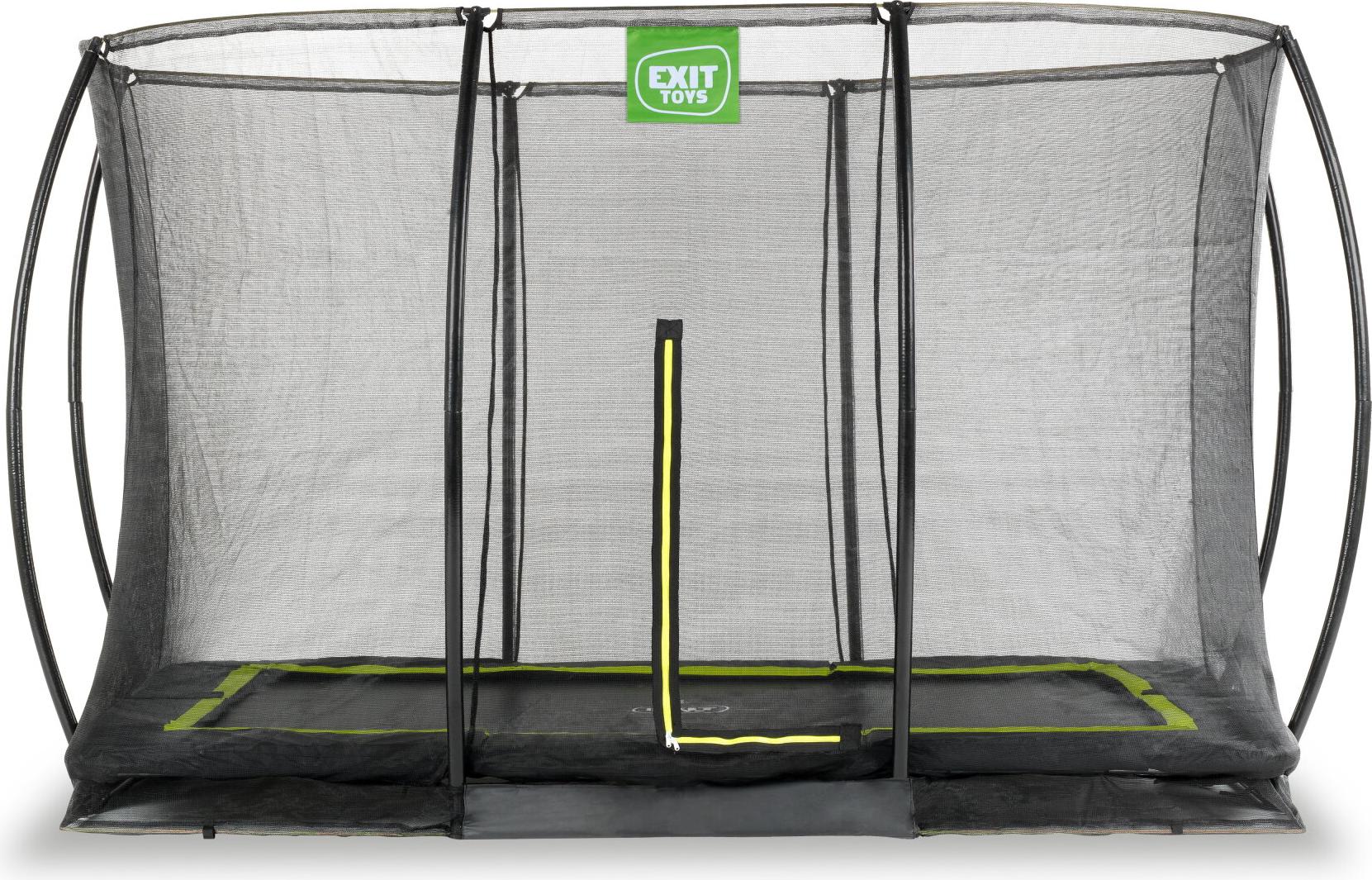 EXIT Silhouette Bodentrampolin rechteckig 214x305 cm mit Sicherheitsnetz zum Eingraben im Garten, für Kinder, inklusive Bodenanker, schwarz