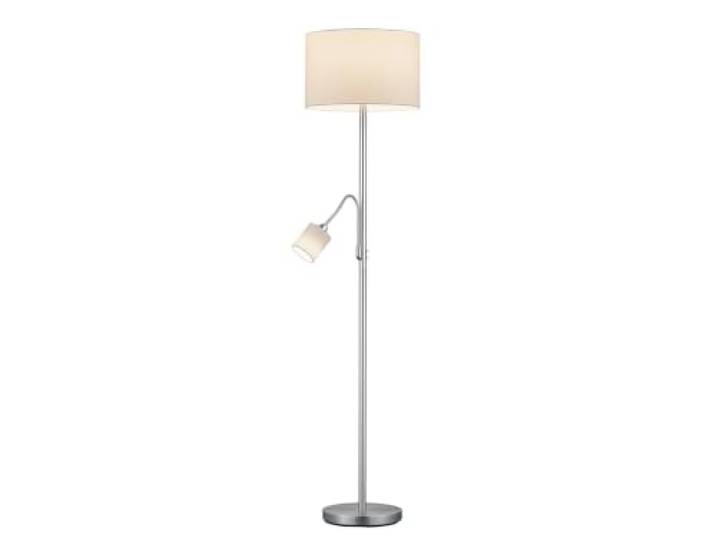 Trio Leuchten Stehleuchte Hotel 403900201, Metall Nickel matt, Stoffschirm Weiß, exkl. 1x E27 + 1x E14, 60 watt
