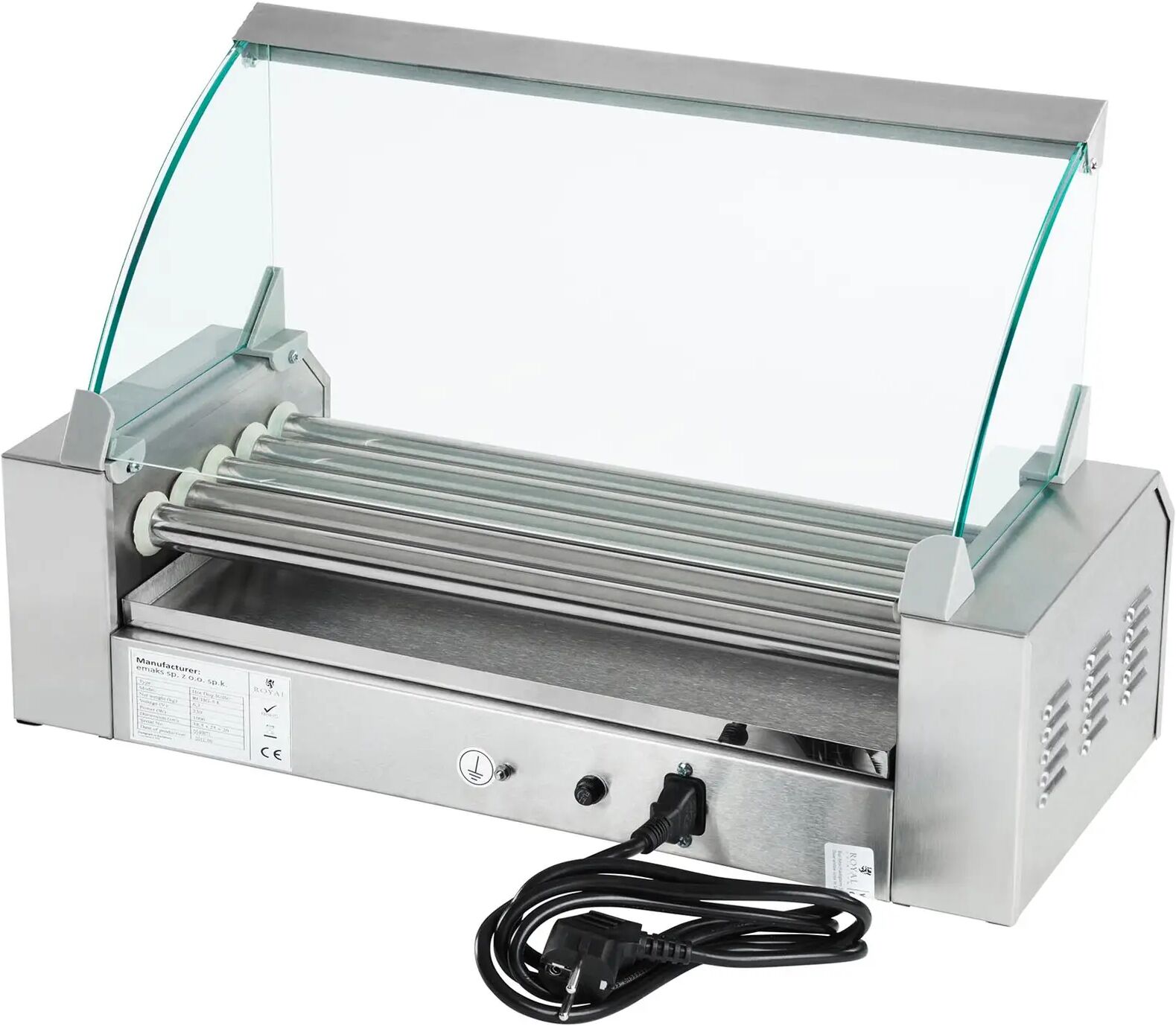 Royal Catering Hot Dog Grill - 5 Rollen - Edelstahl RCHG-5E
