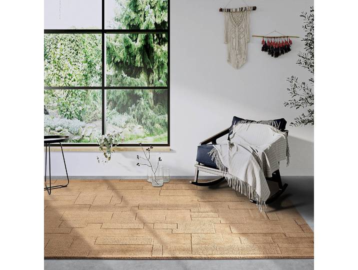 Wollteppich Wilhelmine Beige/Beige 80 x 150cm Baumwollstoff/Wolle