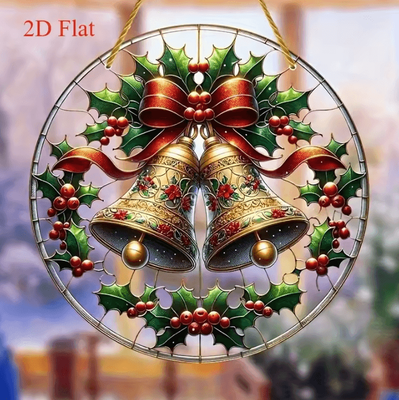 Uplift Curations 2 Piece Christmas Bell Ornaments Acrylic Holiday Decorations 2D Flat Hanging Ornaments For Room And Christmas Decor 2 Piece Christmas Bell Ornaments Acrylic Holiday Decorations 2D Flat Hanging Ornaments For Room And Christmas Decor