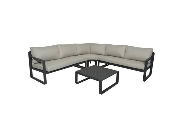 Ensemble salon d'angle de jardin Mojito graphite (Méridiennes D/G + angle + 1 table basse)