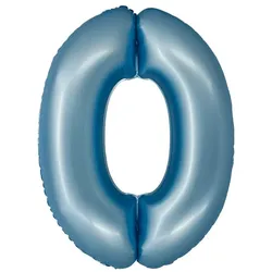 XL Folienballon blau matt Zahl 0