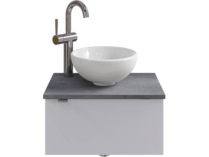 Waschtisch SAPHIR Serie 6915 Waschschale mit Unterschrank für Gästebad, Gäste WC , weiss (weiß glanz, oxid dunkelgrau, weiß glanz), B:51cm H:39,8cm T:35cm, Waschtische, Waschtisch, 51 cm breit, 1 Tür, Waschtischplatte, kleine Bäder, ohne Armatur