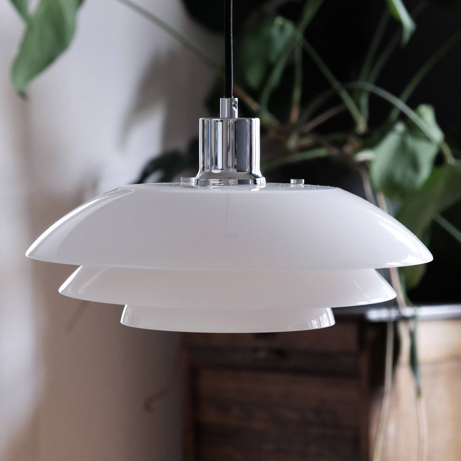 Dyberg Larsen Glass Pendant Light DL31, dimmable, White / opal, Living / Dining Room, Glass, Scandinavian, Ceiling Light