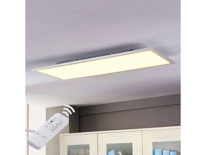 Livel Plafonnier LED CCT 120x30 Blanc/Argent - Lindby - Cuisine - Moderne - Plastique - Angulaire