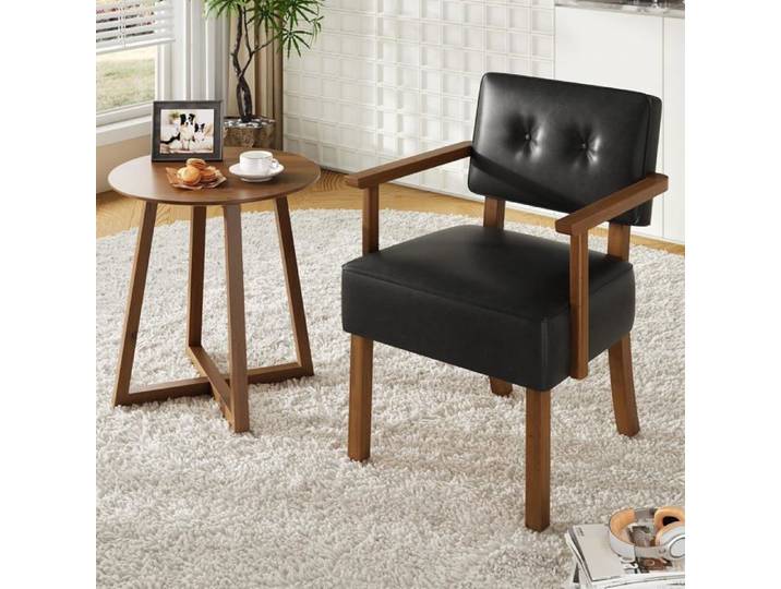 Fauteuil d'appoint en similicuir fauteuil mid-century moderne noir