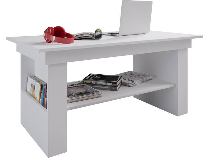 Couchtisch VCM Holz Sofatisch Couchtisch Wohnzimmertisch Kobila , weiß, B:115cm T:58cm, Tische, Couchtisch